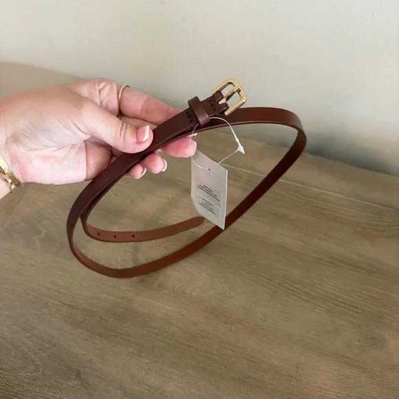 NWT J. Crew Dark Nutmeg Classic Italian Leather Gold Buckle Belt - Picture 5 of 5